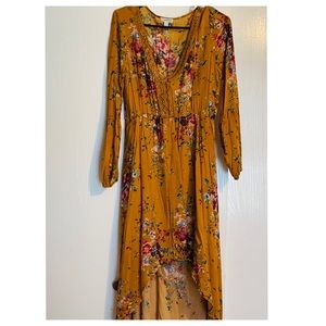 Long Sleeve, High-Low Floral Dress